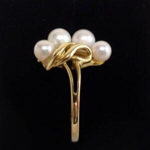 Unusual Cultured Pearl Ring 18ct Yellow Gold - Size P (US 7.5) (S8363) - Image 2