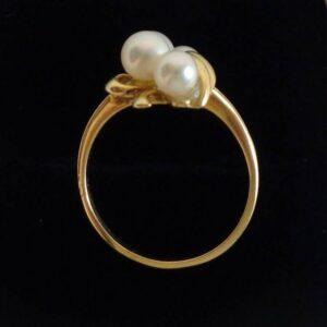 Unusual Cultured Pearl Ring 18ct Yellow Gold - Size P (US 7.5) (S8363) - Image 3