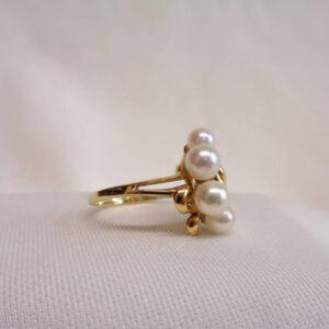 Unusual Cultured Pearl Ring 18ct Yellow Gold - Size P (US 7.5) (S8363) - Image 5