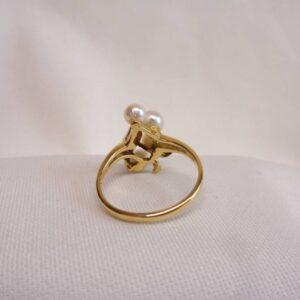 Unusual Cultured Pearl Ring 18ct Yellow Gold - Size P (US 7.5) (S8363) - Image 6