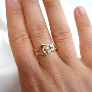 Buckle Ring 9ct Yellow Gold - Large Size W 1/2 (S8366) - Image 8