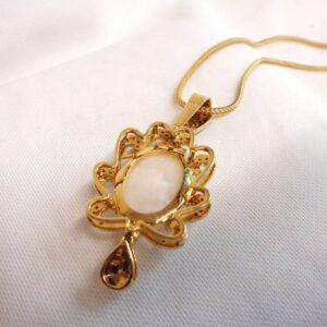 Quality Natural Opal & Diamond Pendant 18ct Yellow Gold - Large 51mm Length - Chain 19in (S7880) - Image 6