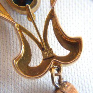 Antique Turquoise & Seed Pearl Pendant 9ct Yellow Gold - Length 60mm (S8361) - Image 7