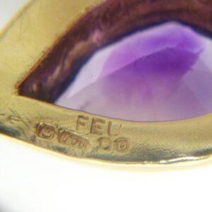 Vintage c.1988 Amethyst Crossover Bangle 18ct Yellow Gold - 16.2g - 58mm Internal Diameter (S8332) - Image 4