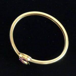 Vintage c.1988 Amethyst Crossover Bangle 18ct Yellow Gold - 16.2g - 58mm Internal Diameter (S8332) - Image 7