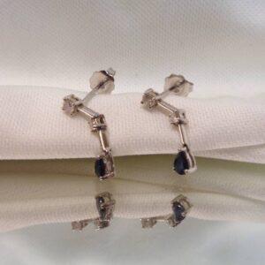 Sapphire and Diamond Drop Earrings 18ct White Gold - Length 18mm (S8341) - Image 2