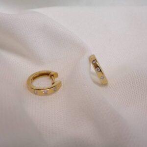 Diamond Huggie Hoop Earrings 9ct Yellow Gold - Diameter 12mm (S8342) - Image 3
