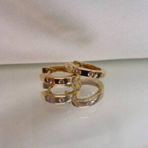 Diamond Huggie Hoop Earrings 9ct Yellow Gold - Diameter 12mm (S8342) - Image 4