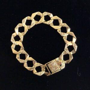 Curb Bracelet Solid 9ct Yellow Gold - Chaps Style - Length 8.75 inch - 26 grams - S8324 - Image 1