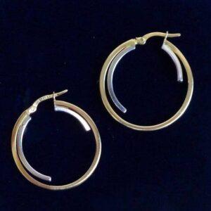 Two Tone Hoop Earrings 14ct Two Colour Gold - 26mm Diameter (S8335) - Image 1