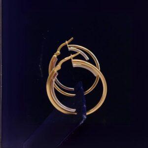 Two Tone Hoop Earrings 14ct Two Colour Gold - 26mm Diameter (S8335) - Image 2