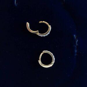 Huggie Hoop Earrings 9ct Yellow Gold & CZ - Length 11mm (S8323) - Image 3