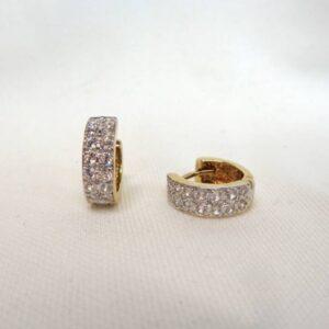 Huggie Hoop Earrings 9ct Yellow Gold & CZ - Length 11mm (S8323) - Image 4