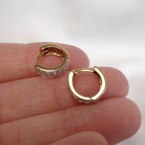 Huggie Hoop Earrings 9ct Yellow Gold & CZ - Length 11mm (S8323) - Image 5