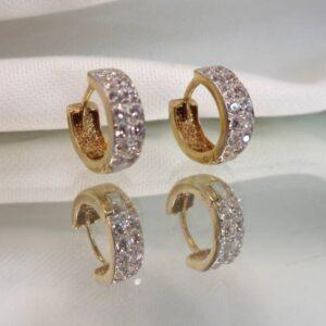 Huggie Hoop Earrings 9ct Yellow Gold & CZ - Length 11mm (S8323) - Image 6