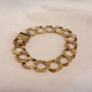Curb Bracelet Solid 9ct Yellow Gold - Chaps Style - Length 8.75 inch - 26 grams - S8324 - Image 2