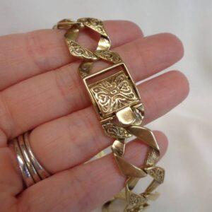 Curb Bracelet Solid 9ct Yellow Gold - Chaps Style - Length 8.75 inch - 26 grams - S8324 - Image 5