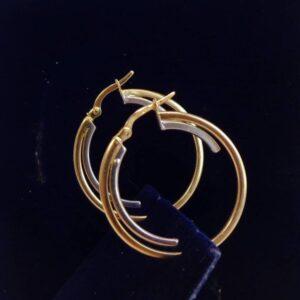 Two Tone Hoop Earrings 14ct Two Colour Gold - 26mm Diameter (S8335) - Image 6