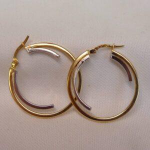 Two Tone Hoop Earrings 14ct Two Colour Gold - 26mm Diameter (S8335) - Image 5