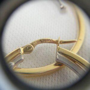 Two Tone Hoop Earrings 14ct Two Colour Gold - 26mm Diameter (S8335) - Image 4