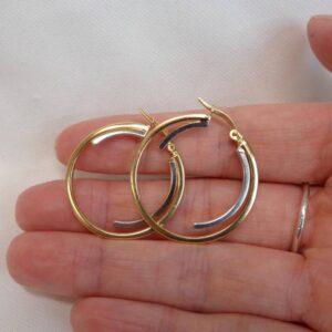 Two Tone Hoop Earrings 14ct Two Colour Gold - 26mm Diameter (S8335) - Image 3