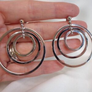 Large Fancy Drop Earrings 9ct White Gold - Length 46mm (S8355) - Image 4