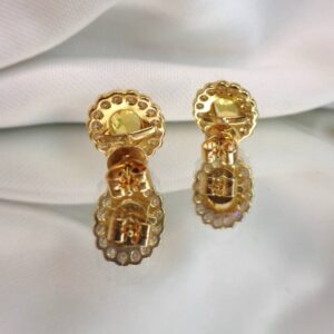 Quality Citrine & Diamond Earrings - 18ct Yellow Gold - Length 12mm x 11mm (S8356) - Image 4