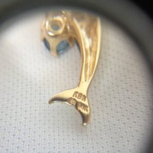 Pleasing Blue Topaz Dolphin Earrings 14ct Yellow Gold - Length 26mm (S8358) - Image 5