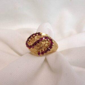 Unusual Vintage 9ct Gold & Ruby Ring - Size M - 7.6g (S8359) - Image 3
