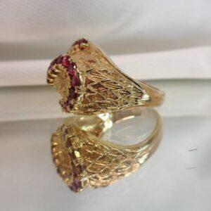Unusual Vintage 9ct Gold & Ruby Ring - Size M - 7.6g (S8359) - Image 4