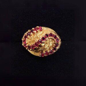 Unusual Vintage 9ct Gold & Ruby Ring - Size M - 7.6g (S8359) - Image 1