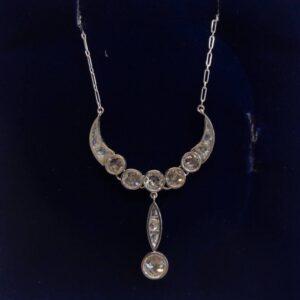 Antique Edwardian 3.00ct Diamond Necklace Platinum - Length 20in (51cm) (S7981) - Image 3