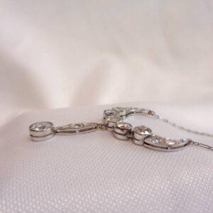 Antique Edwardian 3.00ct Diamond Necklace Platinum - Length 20in (51cm) (S7981) - Image 5