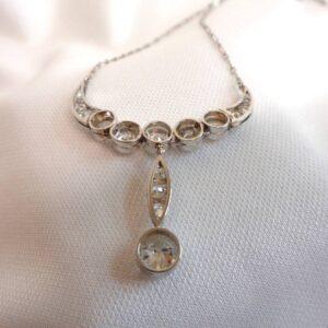Antique Edwardian 3.00ct Diamond Necklace Platinum - Length 20in (51cm) (S7981) - Image 7