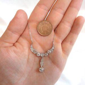 Antique Edwardian 3.00ct Diamond Necklace Platinum - Length 20in (51cm) (S7981) - Image 10