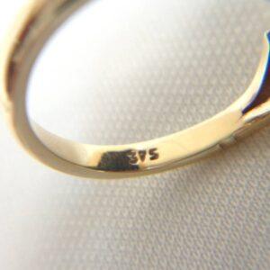 Beautiful Azurite Malachite Up finger Ring 9ct Yellow Gold - Size P (S8373) - Image 7