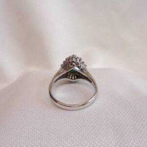 Emerald & Diamond Cluster Ring Platinum - Size L (S8198) - Image 6
