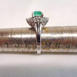 Emerald & Diamond Cluster Ring Platinum - Size L (S8198) - Image 11