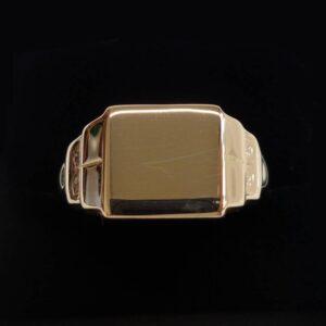 Vintage c.1964 Signet Ring Solid 9ct Yellow Gold - Size U (US 10) (S8376) - Image 1