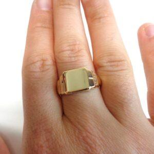 Vintage c.1964 Signet Ring Solid 9ct Yellow Gold - Size U (US 10) (S8376) - Image 8