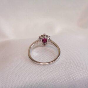 Beautiful Ruby & Diamond Cluster Ring 18ct White Gold - Size O 1/2 (S7785) - Image 6