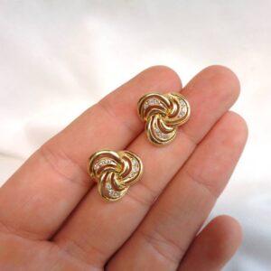 Fancy Twist Diamond Stud Earrings 14ct Yellow Gold - Diameter 15mm (S8378) - Image 6