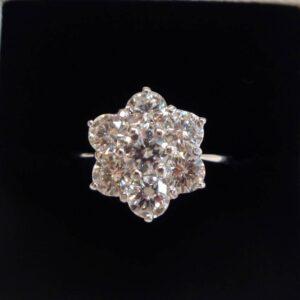 Quality 2.05ct Diamond Daisy Cluster Ring 18ct White Gold - Colour F/G Clarity VS! - Certified - Size P 1/2 (S8152) - Image 2