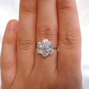 Quality 2.05ct Diamond Daisy Cluster Ring 18ct White Gold - Colour F/G Clarity VS! - Certified - Size P 1/2 (S8152) - Image 9