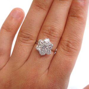 Quality 2.05ct Diamond Daisy Cluster Ring 18ct White Gold - Colour F/G Clarity VS! - Certified - Size P 1/2 (S8152) - Image 11