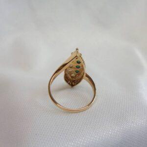 Vintage Turquoise and Seedpearl Ring 18ct Yellow Gold - Size N (US 6.75) (S8379) - Image 6