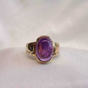 Amethyst Signet Ring 9ct Yellow Gold - Size Q 1/2 (US 8.25) (S8381) - Image 4