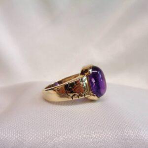 Amethyst Signet Ring 9ct Yellow Gold - Size Q 1/2 (US 8.25) (S8381) - Image 5