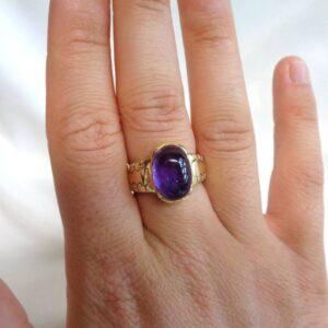 Amethyst Signet Ring 9ct Yellow Gold - Size Q 1/2 (US 8.25) (S8381) - Image 8