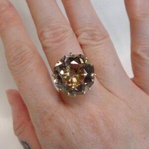 Vintage c.1966 Smoky Quartz Ring 9ct Yellow Gold - 18.38ct!! Size L 1/2 (US 6) (S8385) - Image 5